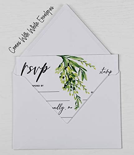 50 Blank RSVP Cards with White Envelopes-Greenery Style Response Card-RSVP for Wedding-Rehearsal Dinner-Baby Shower-Bridal Shower-Engagement Party Invitations - Image 6