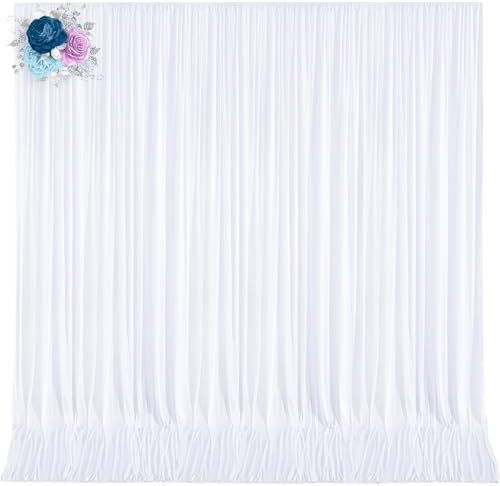 10ft x 15ft White Wrinkle Free Backdrop Curtains for Wedding Party Backdrops Curtain Drapes Fabric Decorations Photo Back Drop Cloth for Baby Shower Photography Stage Reception by Tao-GePartyDecorations