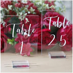 UNIQOOO Acrylic Wedding Table Numbers 1-25 with Stands | 4x6 inch Printed Calligraphy, Clear Table Number Signs and Holders | Perfect for Wedding Reception, Centerpiece Decoration, Event, Party by UNIQOOO