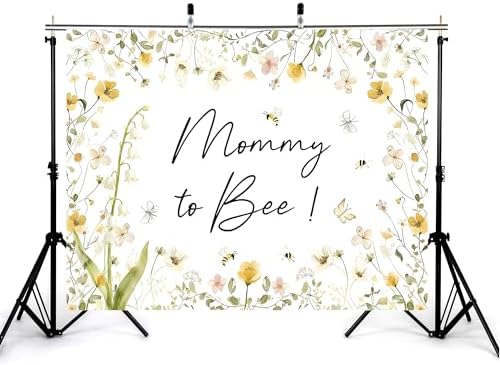 10x7ft Mommy to Bee Backdrop Bouquet Baby Shower Party Wildflower Honeycomb Floral Gender Reveal Sweet as Can Photography Background Party Banner Decorations Photo Studio Props - Image 3