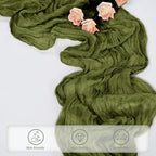 12 Pack Olive Green 10FT Cheesecloth Table Runner Rustic Gauze Cheese Cloth Table Runner for Wedding Bridal Baby Shower Table Decorations Boho Fabric Sheer Birthday Party Decor 20 x 120 Inch Long - Image 5