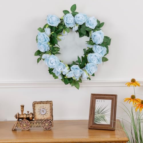 U'Artlines 3 Pack Artificial Blue Rose Garlands Flower Vines 19.5 ft - Image 6