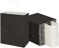 Toovip 100 Pack 8x4.75x10 Inch Medium Black Kraft Paper Bags with Handles Bulk, Gift Wrap Bags for Favor Grocery Retail Party Birthday Shopping Business Goody Craft Merchandise Take Out Sacks by Toovip