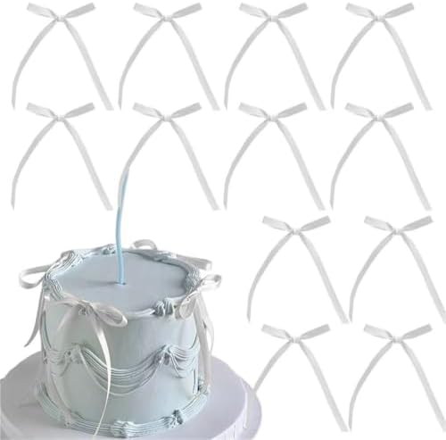 200pcs Satin Ribbon Bow Cake Topper Pink Blue Purple Decorations by Unknown