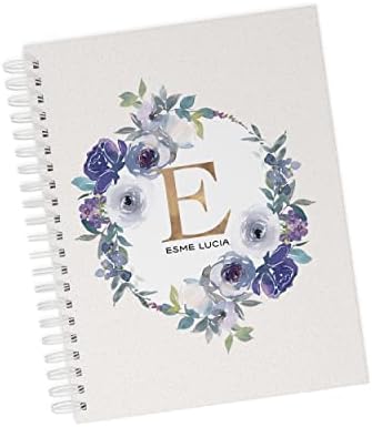 Personalized Baby Journal - Hardcover First Year Album Customized with Baby’s Name & Initial - Prompted Baby Memory Book (Purple & Blue Wreath Initial) by Unknown