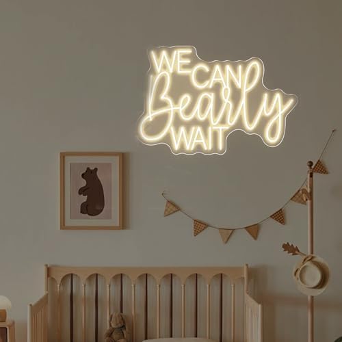 We Can Bearly Wait Neon Sign 23inch Baby Shower LED Light Sign for Home Room Decor Background Welcome Wall Decoration-Warm White - Image 4
