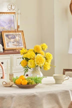 TINGE TIME 23pcs Artificial Wedding Flower Combo, Rose Pompon Mums Yellow - Image 2