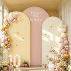 Cream Nude Champagne Arch Backdrop Covers Set of 3 Wedding Arch Covers Stretchy Backdrop Baby Shower Birthday Party Arches Cover 6FT 6.6FT 7.2FT Arch Stand Cover Spandex Bridal Shower Decoration - Image 2