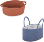 COMSE Small Woven Basket with Gift Bag and Ribbons, Gift Basket Empty, and Large Diaper Caddy Organizer for Girl Boy, Car Diaper Caddy with Handles by COMSE