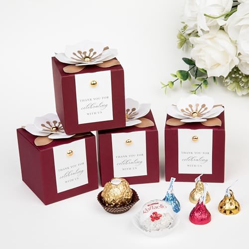 FEIYI 20 PCS Favor Boxes, Burgundy Candy Boxes 2.55x2.55x2.55 - Image 4