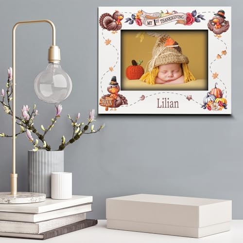 BELLA BUSTA- Personalize Baby First Year Memory Keepsake Picture Frame-Nursery Decor (1st Thanksgiving (5x7 Horizontal)) - Image 2