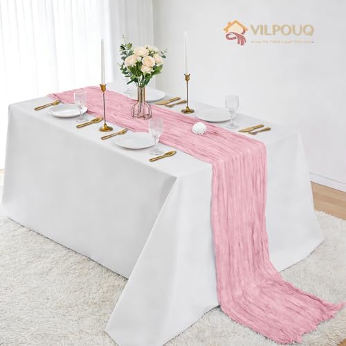 12Pack Light Pink Cheesecloth Table Runner 10FT Wedding Party Decor - Image 2