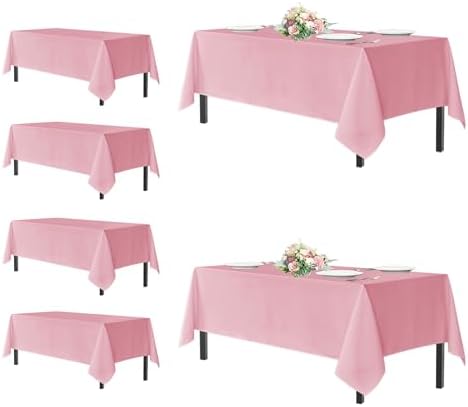 sancua Pink Tablecloths Rectangle, 6 Pack Table Cloth for 8 Foot Tables by sancua