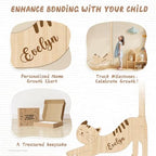 Personalized Name Kids Height Wall Chart - Cat Wood Height Chart - Image 6