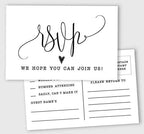 50 Blank RSVP Cards,RSVP Postcards No Envelopes Needed,Classy Script Style Print Response Card,RSVP for Wedding,Baby Shower,Bridal Shower by Inkdotpot