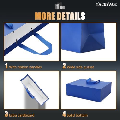 YACEYACE Blue Gift Bags Bulk, 20 Pack Blue Gift Bags with Handles - Image 4