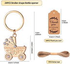 24 PCS Baby Carriage Keychain Party Favors Baby Carriage Key Ring for Party Decorations Baby Shower Key Chain Thank You Gifts for Guest Wedding Party Favor Souvenirs with Tags and Silk Bags, Twine - Image 2