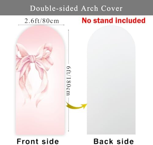 Pink Bow Arch Backdrop Cover Girls Bridal Baby Shower Birthday Party 6ft - Image 2