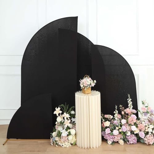 Efavormart Set of 4 Black Spandex Half Moon Arch Covers, Custom Fit Chiara Backdrop Slipcovers 2.5ft-7ft for High-Contrast Modern Galas and Studio Sets - Image 2