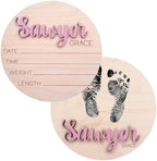 Baby Stats & Footprint Sign For Hospital, Newborn Announcement Sign For Hospital, Birth Announcement Sign Photo Prop, Laser Birth Footprint (Stat + Footprint Sign) by Handmade