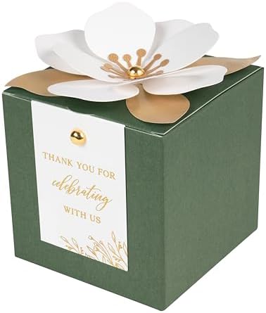 FEIYI 20 PCS Favor Boxes, Olive Green, 3.55x3.55x3.55 by FEIYI
