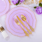 Liacere 350PCS Purple Plastic Plates - Disposable Lavender Plates 50guest Plastic Dinnerware include 100Light purple Plates,50Pack Pre Rolled Napkins Silverware 50Cups for Wedding & Party - Image 6