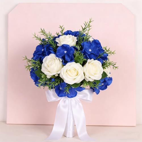 WEISPARK 100PCS Artificial Hydrangea Flowers, Fake Flowers Silk Hydrangea Full Flowers Heads with Stems for Wedding Home Party Shop Baby Shower Decor (Royal Blue) - Image 3