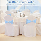 VitalCozy 100 Pcs Spandex Chair Sashes with Crown Buckle,Sky Blue - Image 6