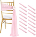 Fanqisi Pink Chair Sashes 16 Pieces 240cm Long Chair Bows Sashes Sheer Tulle Flowy Fabric for Wedding Aisle Chairs Decoration by Fanqisi