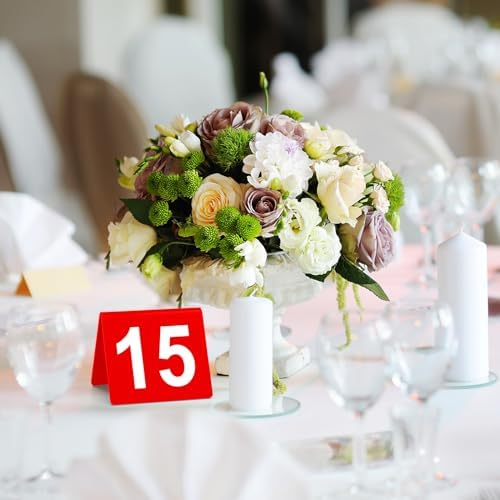 Tuanse Table Numbers 1-50 Acrylic Double Sided Tents for Restaurant, Red - Image 4