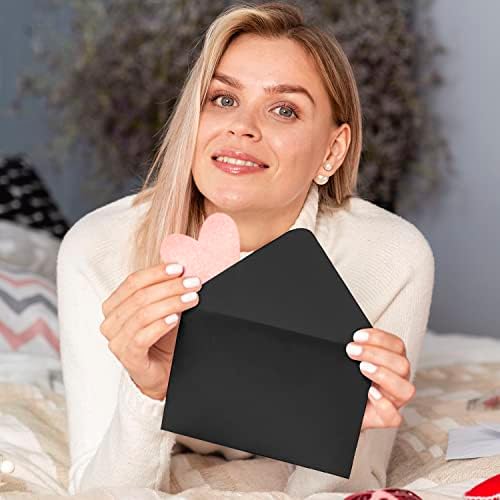 Darling Souvenir A2 Black Invitation Envelopes (4 3/8 x 5 3/4) Euro V-Flap 80 LBS Ideal for Weddings, Birthday, Invitations, Baby Shower,Bridal Shower -Packs & Colours Available - Image 4