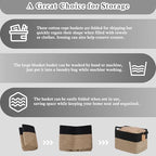 Goodpick 50L Large Woven Storage Basket for Organizing, Black & Jute - Image 7
