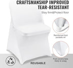 VEVOR 100 Pcs Stretch Spandex Folding Chair Covers Universal Fitted White - Image 5
