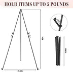 Easel Stand for Wedding Sign & Poster 63'' Easels for Display Portable Art Easel for Floor Adjustable Metal Easel Black 2 Pack - Image 5