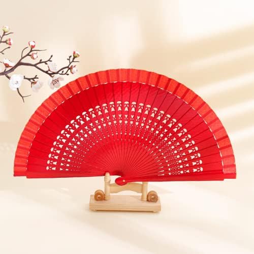 Personalized Sandalwood Fan Wedding Favors&Birthday Gifts&Christmas Gift Custom Wooden Fans Party Favor Bridal Shower Gifts (red,40pcs) by jifu
