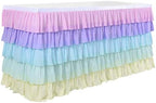 Mermaid Tulle Table Skirt for Rectangle or Round Table Tutu Chiffon Tablecloth for Birthday, Baby Shower, Wedding, Party Decoration (Rainbow, L 6ft, H 30in) - Image 7