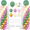 Dusty Green Purple Pink Balloons Stand Column Kits 2 Sets for Floor by ZyloonDecoration
