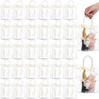 WDSHCR 80 PCS Clear Plastic Gift Bags with Handles, Party Favor Bags with Ribbons, Reusable Goodie Tote Bags for Wedding, Baby Shower, Birthday (Clear 5.9 x 7.8 x 2.8, 80 Pack) by WDSHCR