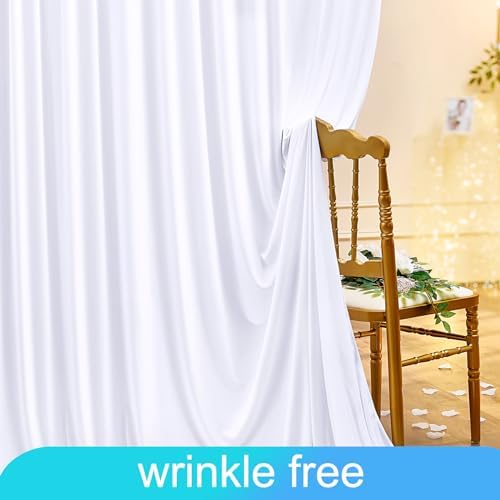 10ft x 15ft White Wrinkle Free Backdrop Curtains for Wedding Party Backdrops Curtain Drapes Fabric Decorations Photo Back Drop Cloth for Baby Shower Photography Stage Reception - Image 6