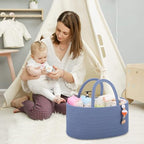 COMSE Small Woven Basket with Gift Bag and Ribbons, Gift Basket Empty, and Large Diaper Caddy Organizer for Girl Boy, Car Diaper Caddy with Handles - Image 6