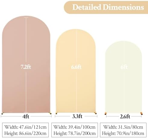 Cream Nude Champagne Arch Backdrop Covers Set of 3 Wedding Arch Covers Stretchy Backdrop Baby Shower Birthday Party Arches Cover 6FT 6.6FT 7.2FT Arch Stand Cover Spandex Bridal Shower Decoration - Image 6