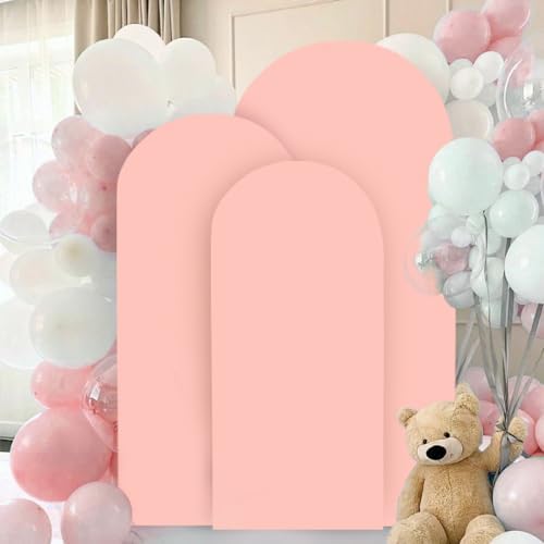 FANPROMS Wedding Arch Cover Dusty Rose 5FT 6FT 7FT Arch Backdrop Cover Set of 3 Spandex Arch Stand Cover Round Top Arch Backdrop Covers Chiara Arched Cover for Bridal Shower Banquet Party Decorations - Image 6