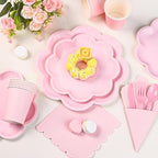 350 Pcs Pink Paper Plates and Napkins Set, Tableware Set for 50 Guests - Image 3