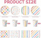 Rtteri 144 Pcs Watercolor Pastel Party Supplies Colorful Plates and Napkins - Image 2