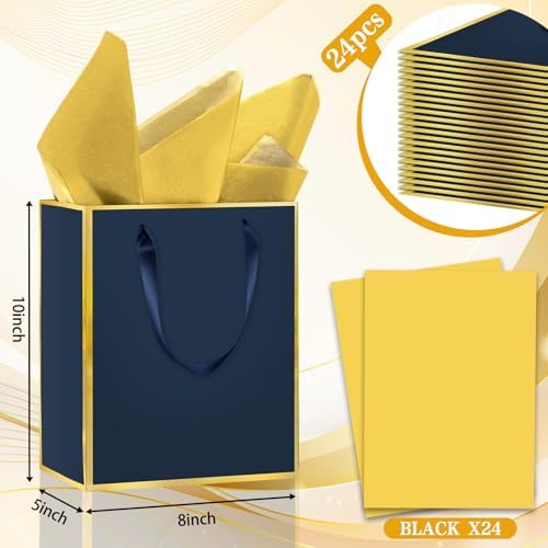Epoesch 24 Pack Gift Bags with Handles & 24 Tissue Papers – 8x5x10 Inches - Image 2