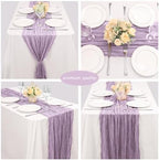 35x120 Inch Light Purple Cheesecloth Table Runner Wedding Party Decor - Image 5