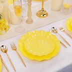 LIYH 24Pcs Yellow Plastic Plates Reusable, Dinner And Salad Set For Parties - Image 5