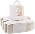 acDesign 100Pcs Cupcake Boxes With Window 3.6in*3.6in*4.3in Cupcake Carrier Individual With Handle and Inserts for Wedding Bakery Wrapping Party Favor Packing(White) by acDesign