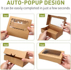 8x5x2 Auto-Popup Cookie Boxes with Window, Brown, 60 Pack - Image 6