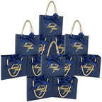 TKSBAG 50 Pack Small Thank You Gift Bags with Handles, 5.5''x 2.3''x4.7'' Mini Navy Blue Gift Bags Bulk for Baby Shower, Birthday, Wedding, Party Favors, Back to School, Summer Party, Mother's Day by TKSBAG